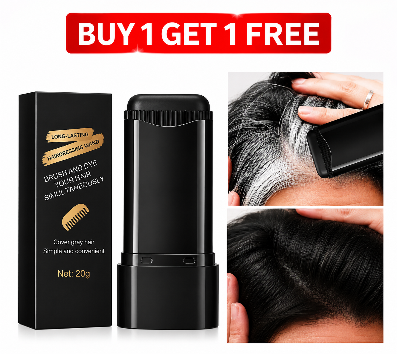 Black Hair Dye Stick for Instant Gray Coverage & Root Touch Up