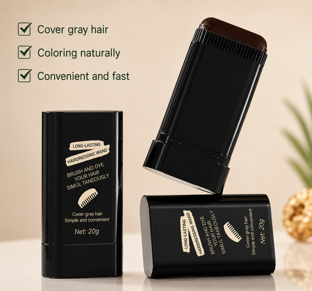 Black Hair Dye Stick for Instant Gray Coverage & Root Touch Up