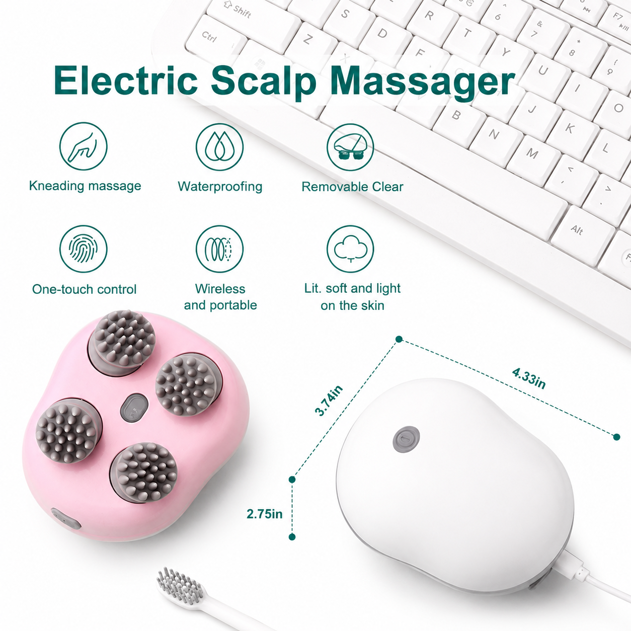 Electric Scalp Massager Kneading Head Massager For Hair Growth