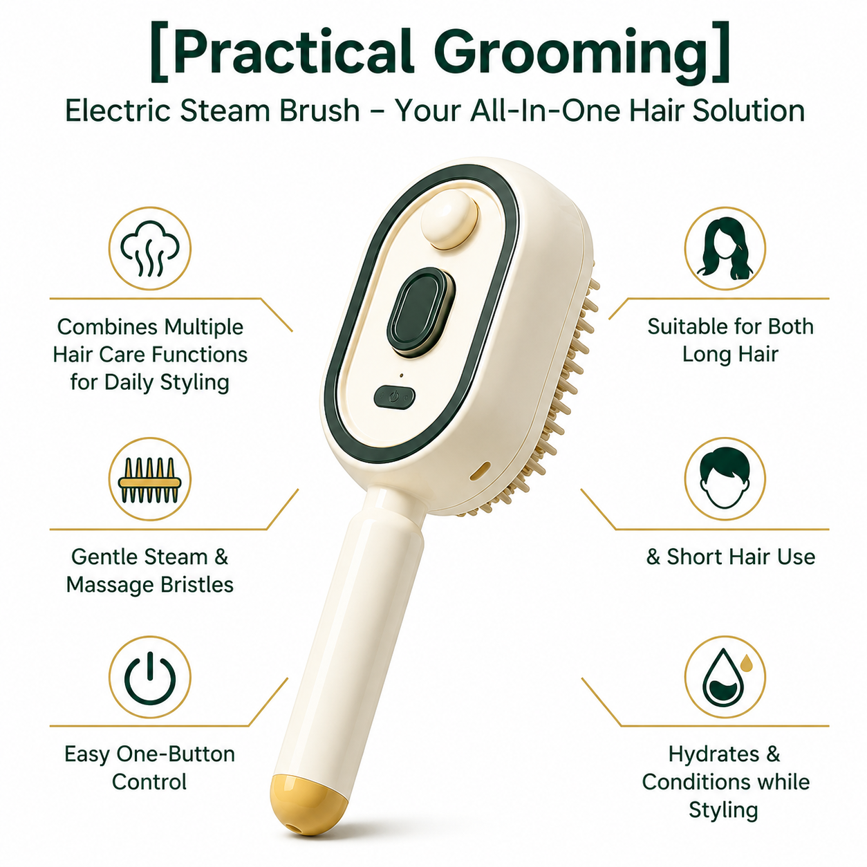 Steam Brush | Rechargeable Detangling Tool with Oil