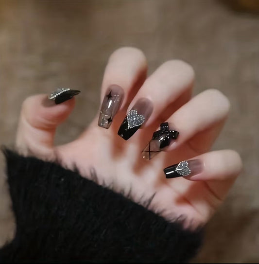 24pcs Black Z111 Luxury Nails Set