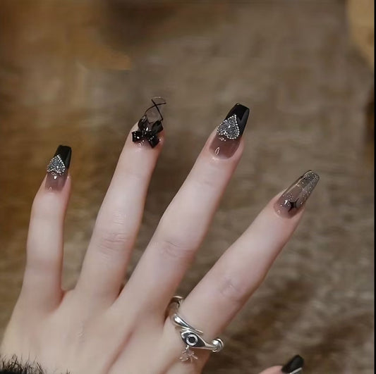 24pcs Black Z111 Luxury Nails Set